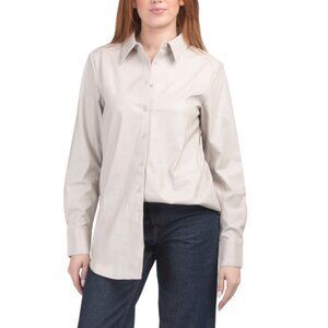 COMMANDO Porcelain Faux Leather Oversized Button Down Top